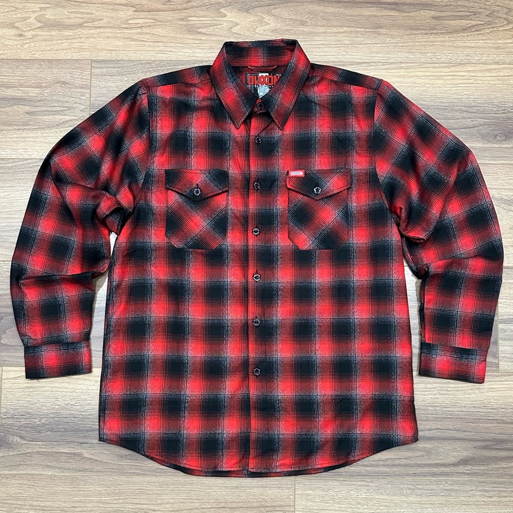 Dixxon Fairview Flannel in Red/Black Plaid Size Large
